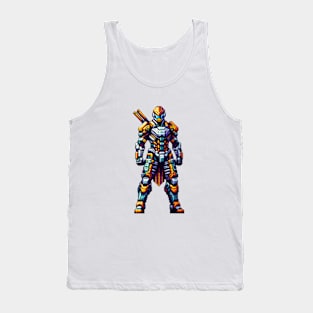 Cyberpunk Medieval Knight - Futuristic Armor Pixel Art Tank Top